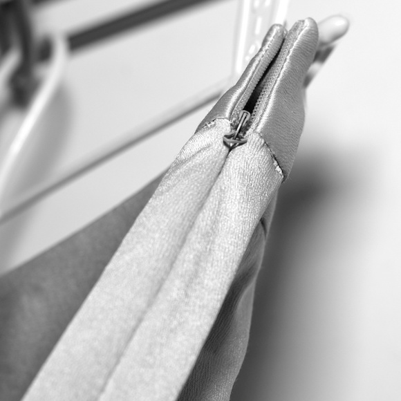 NWOT Silver Satin Dress Pants (zipper pull broken) - Picture 5 of 5